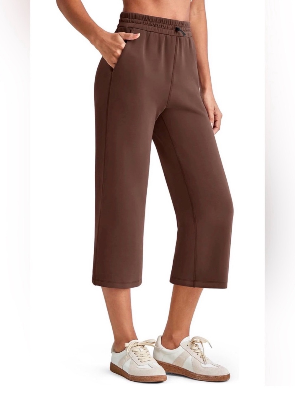 A250 G4Free Women's Brown Cropped Wide-Leg Pull-On large Capri Pants NWT